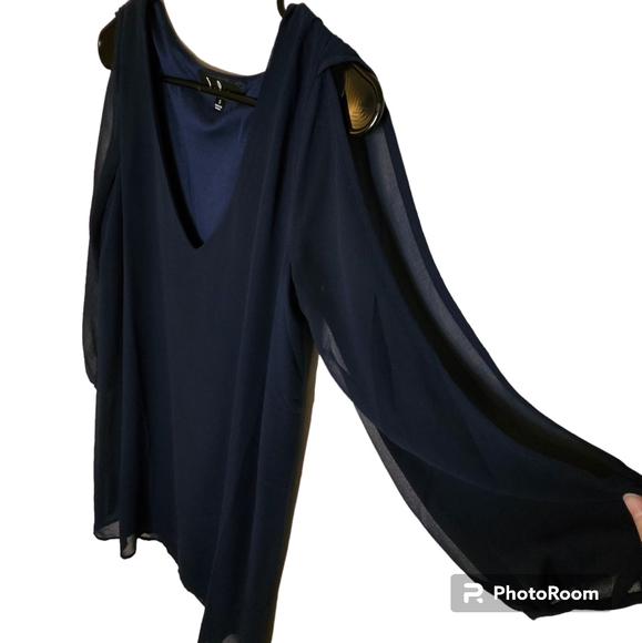 Lulus Shifting Dears Navy Blue Long Sleeve Dress Small - Picture 5 of 10